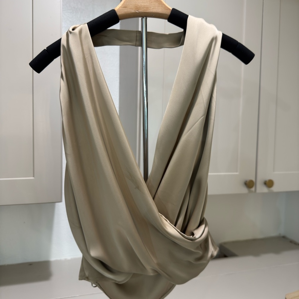 Zara Beige Satin Blouse